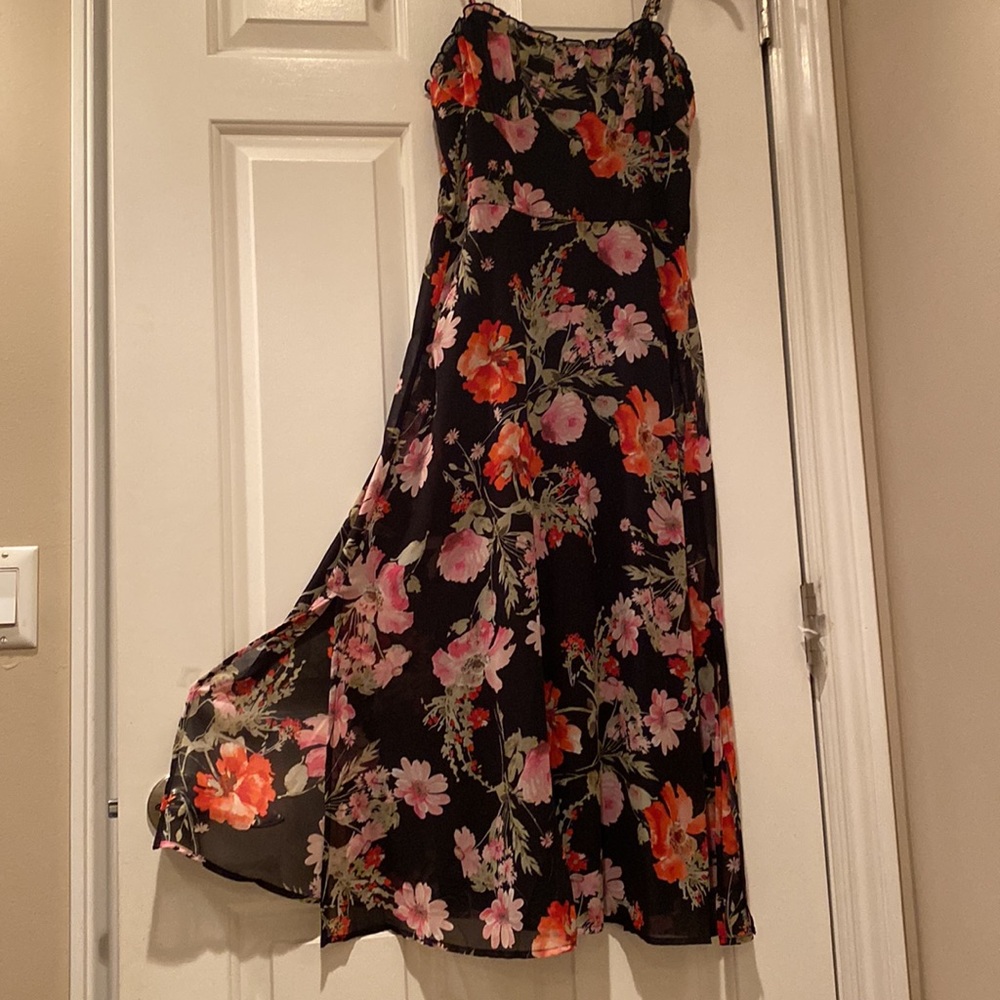 NWT Juniors Almost Famous Ruffled Hem Midi Slip Dress